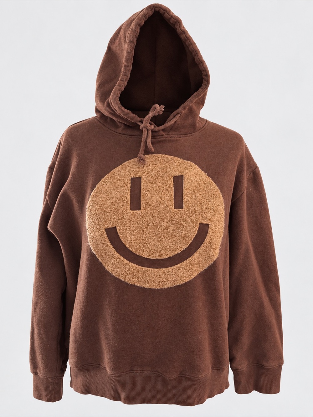 Earthbound Trading Co Brown Smiley Face Hoodie Small Oversized Boho